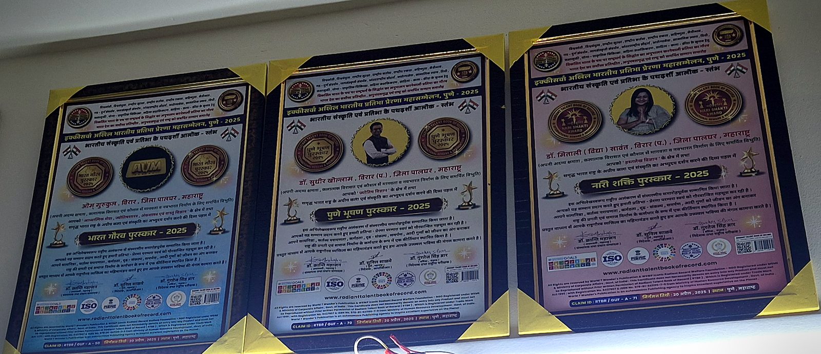 Framed recognitions – 2025